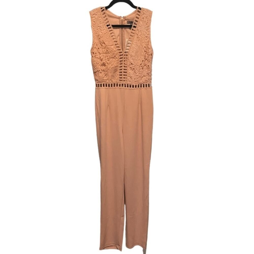Love By Design Lace & Lattice Jumpsuit, Pink, M, NWT